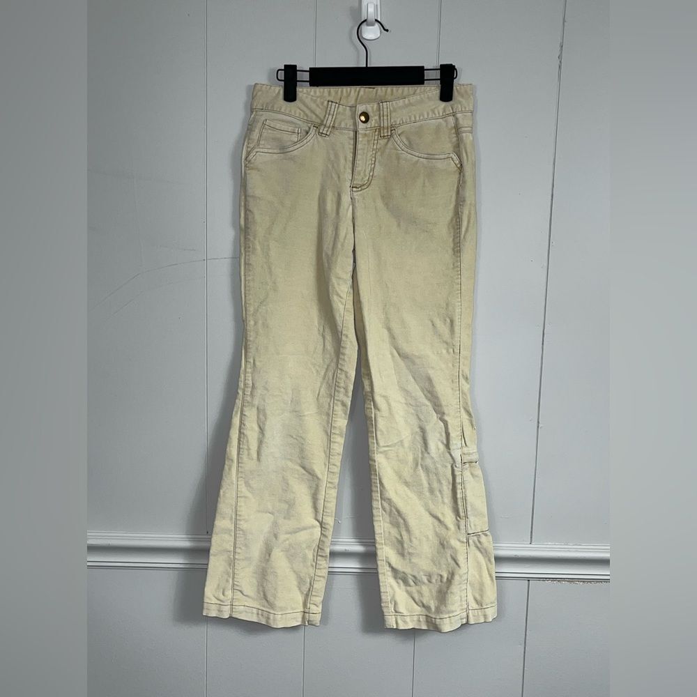 Athleta Corduroy Cream Flare Cargo Pants Size 2